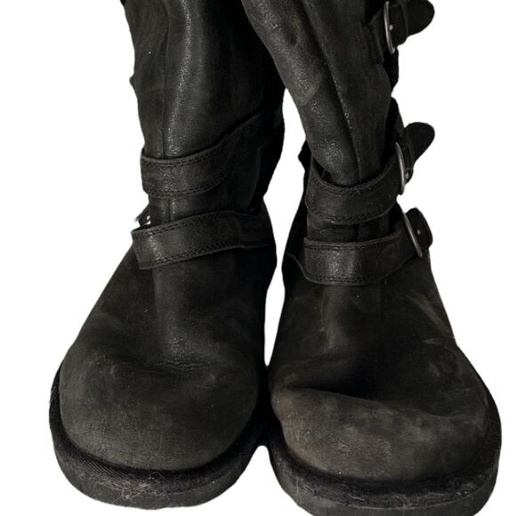 UGG Women's Becket Black Leather Boots 1005380 Moto - Picture 1 of 7